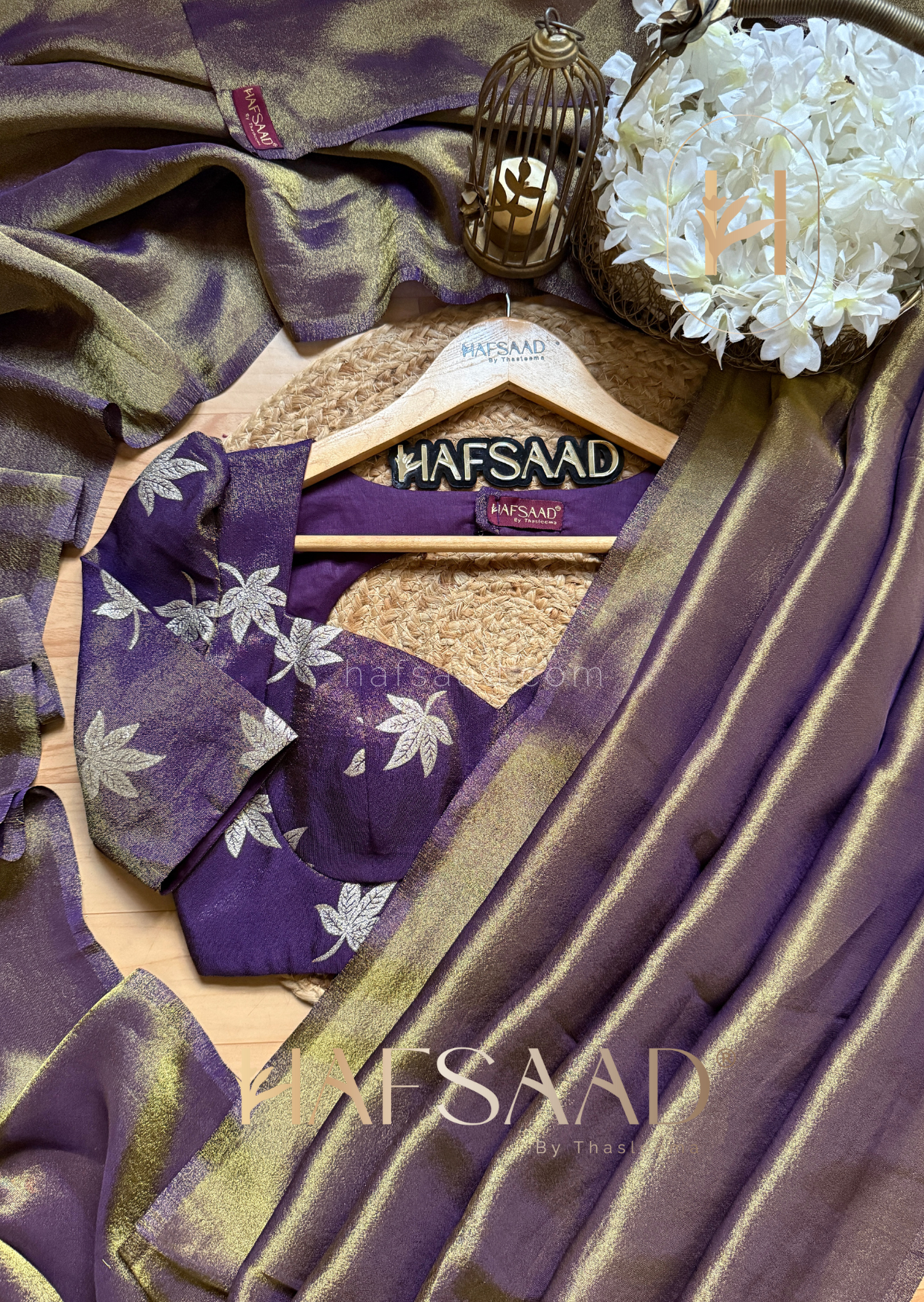 Mehnaz - Premium satin tissue saree (Purple)