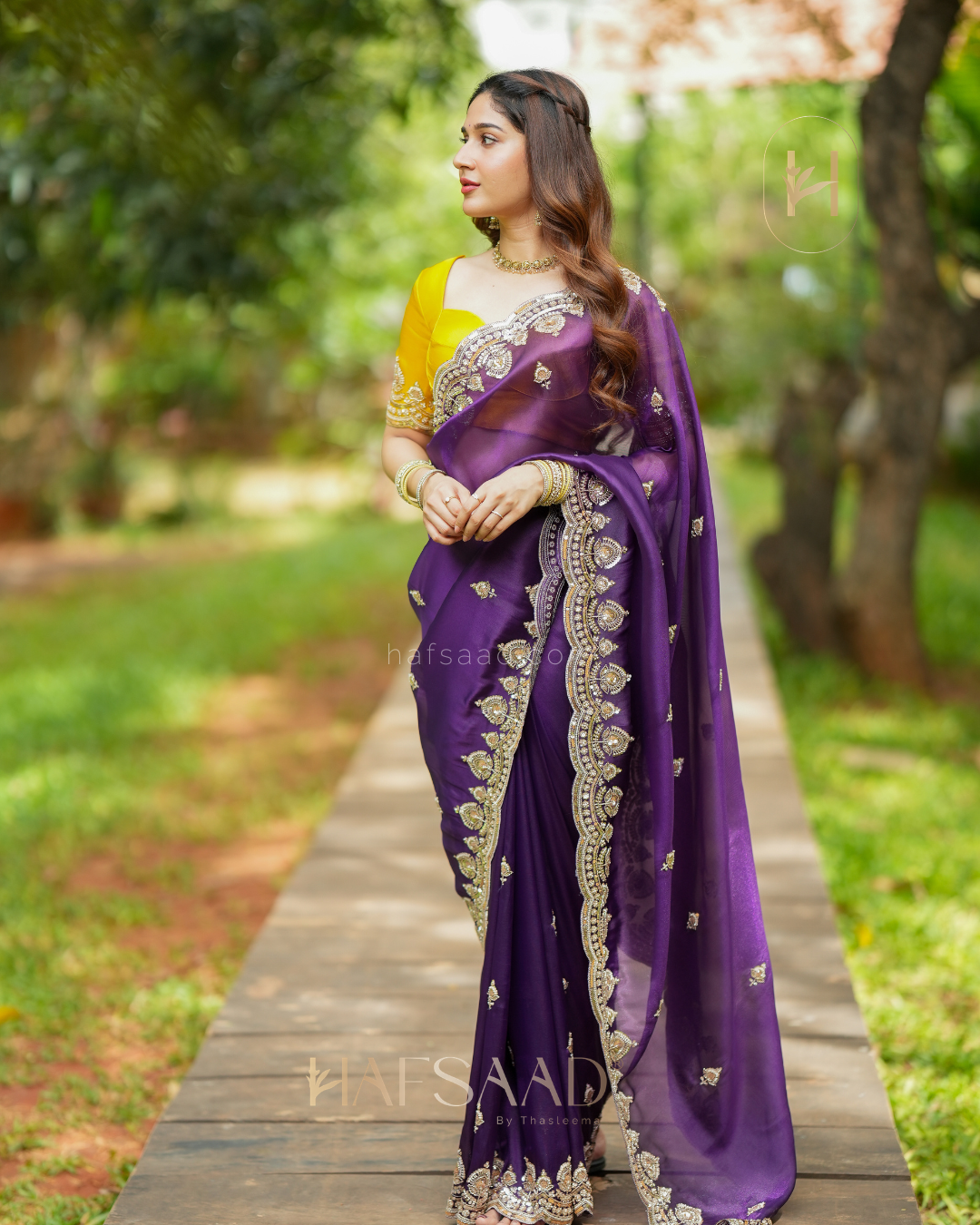 Afiya- Premium Soft Tissue Saree (Purple)