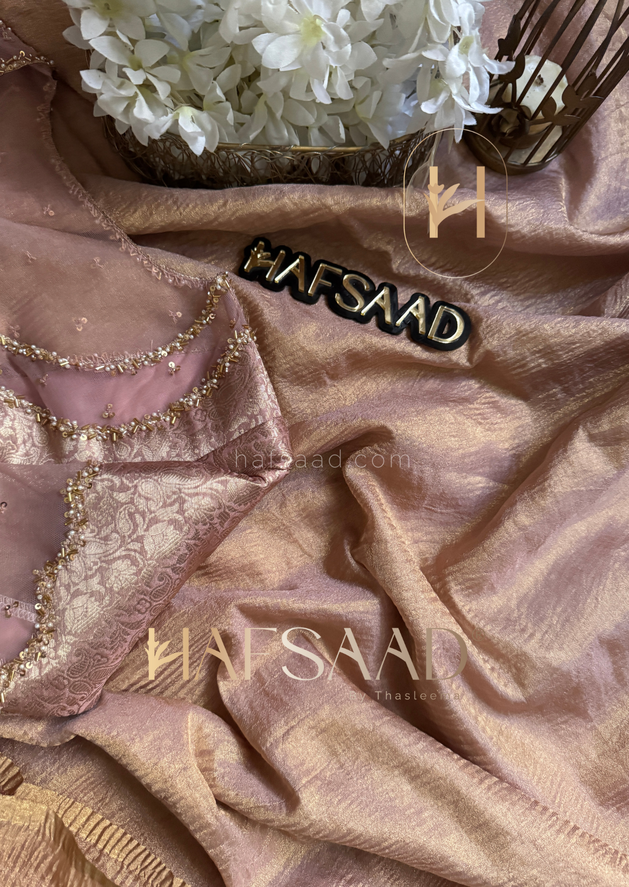 Nida Handwork- Soft semi tissue saree