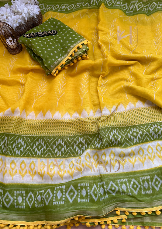 Harika- Soft mal cotton saree (Yellow)