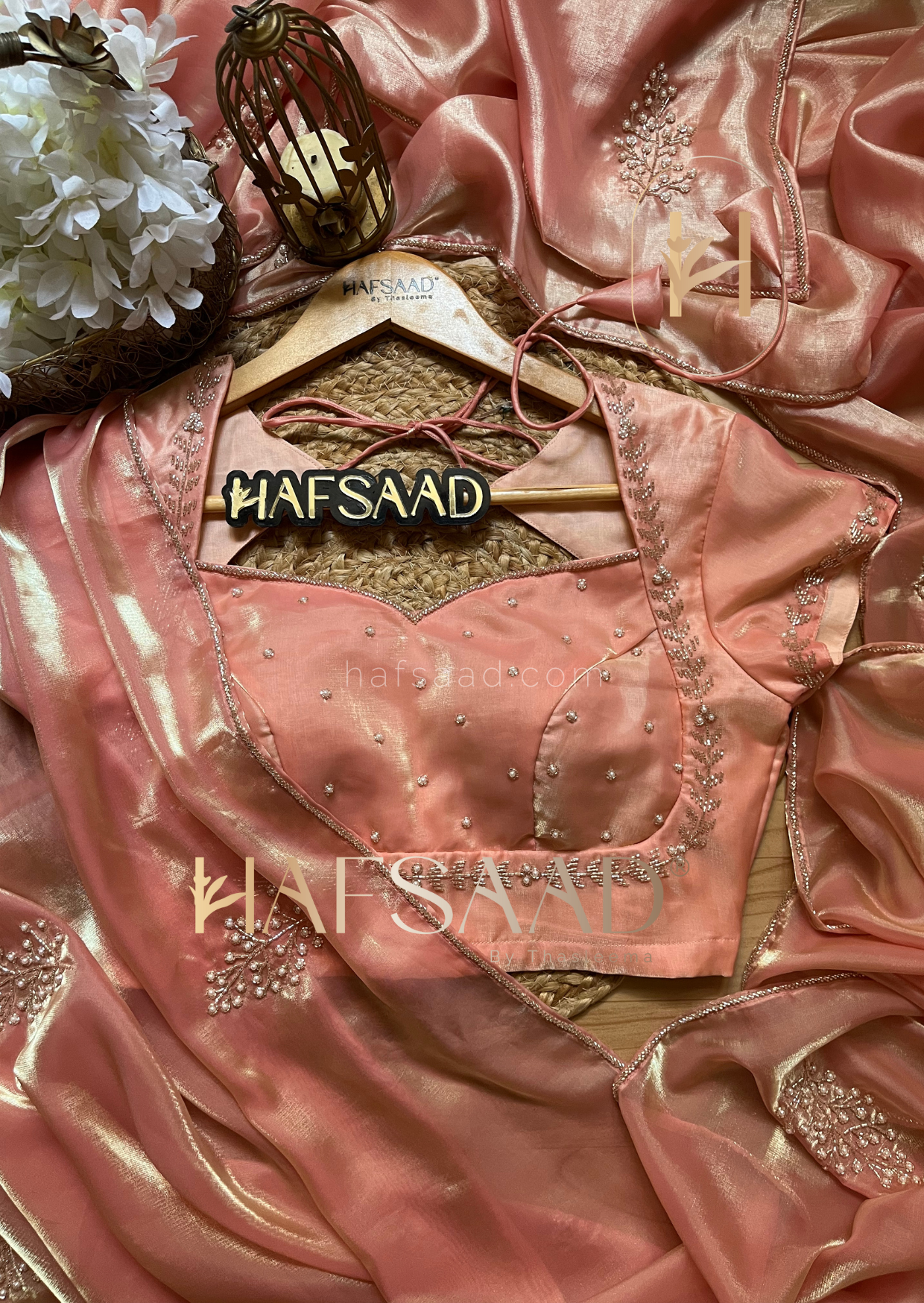 Baby breath -Handwork fluid organza saree