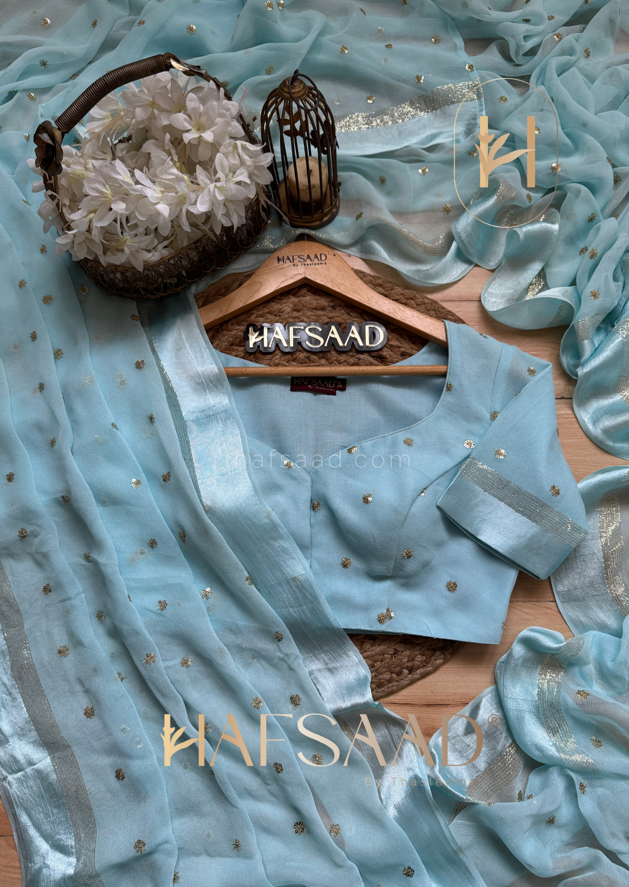 Mira- pure viscose saree (Sky blue)