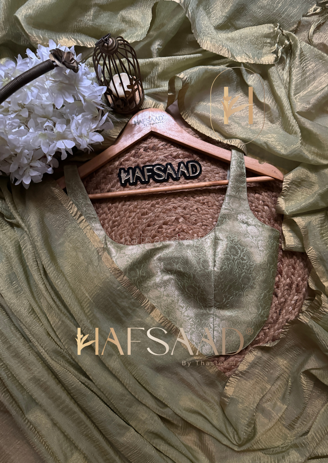 Nida- Soft semi tissue saree (Green)