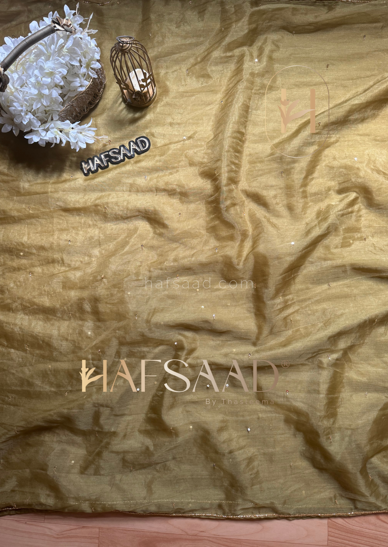 Kiara - Pure organza handwork saree (Moss green)