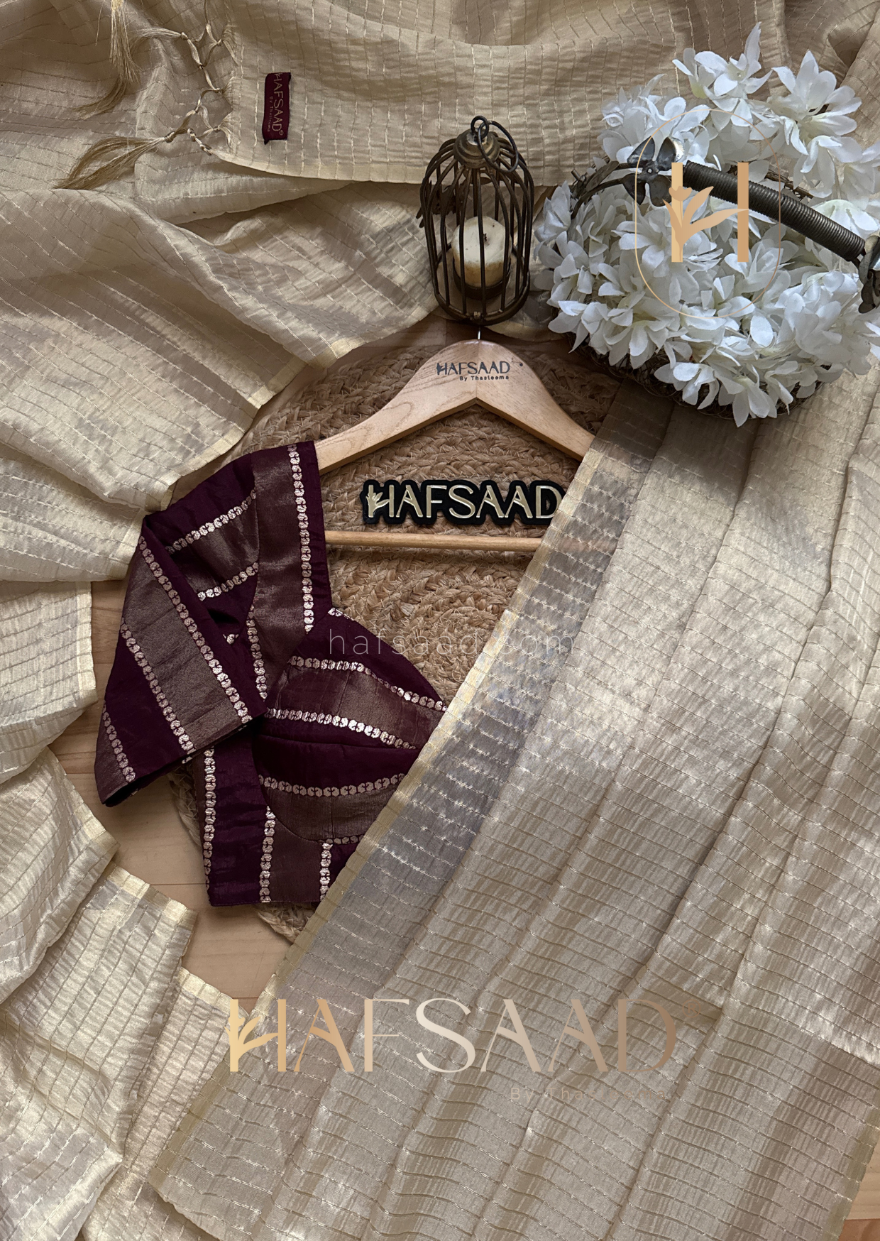 Anmol - Semi tissue silk saree (Plum)