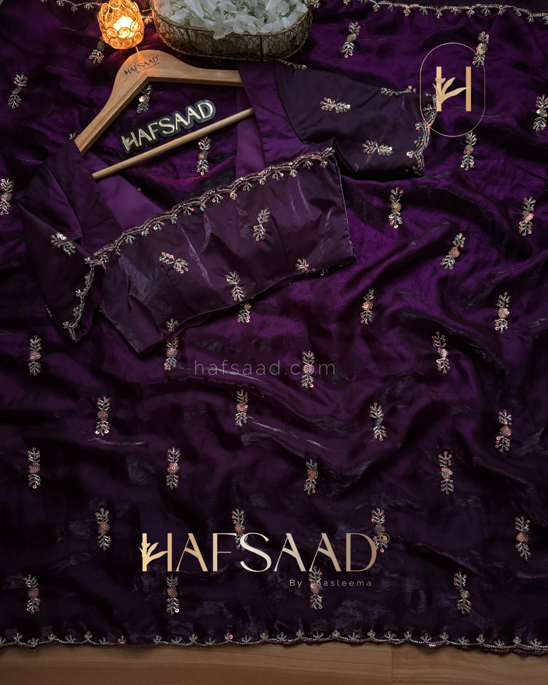 Huda - Stardust Satin Saree