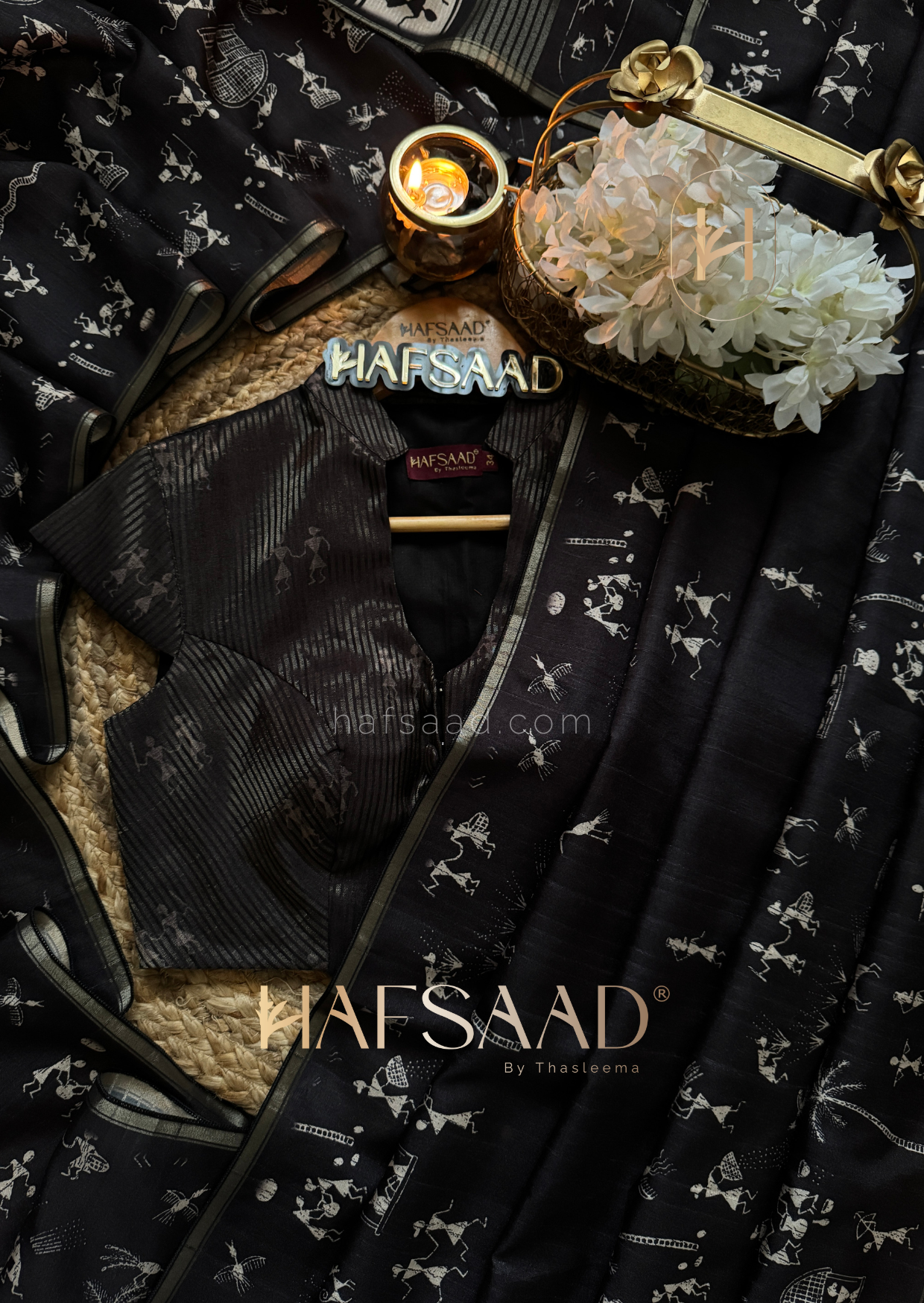 Mrunal - Premium soft tussar silk saree (Black)