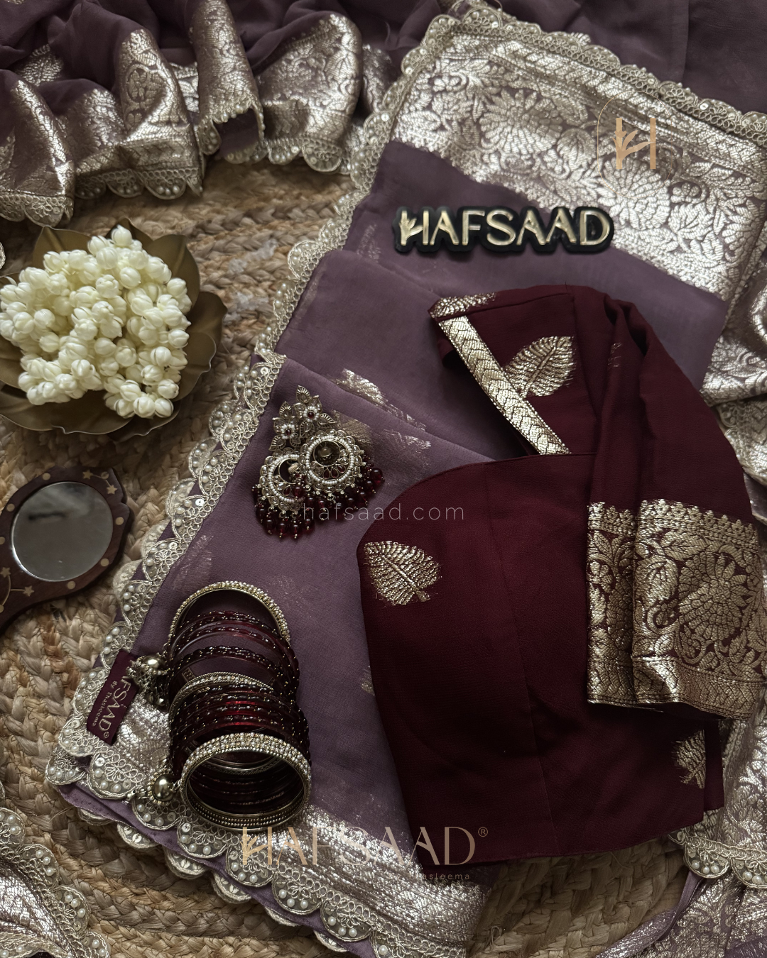Nafeesa - Pure viscose saree (dusty lavender)
