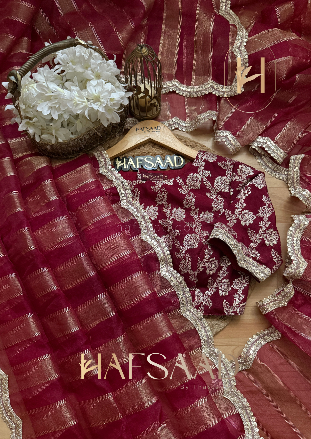 Neha - Soft tissue saree (Maroon)