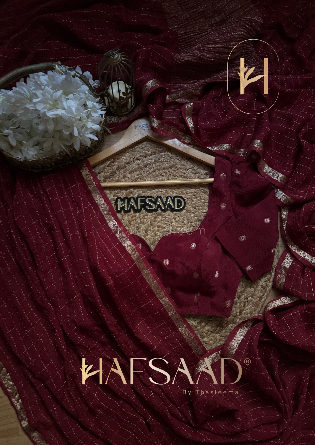 Madrasi - Premium crushed chinnon saree (Burgundy)