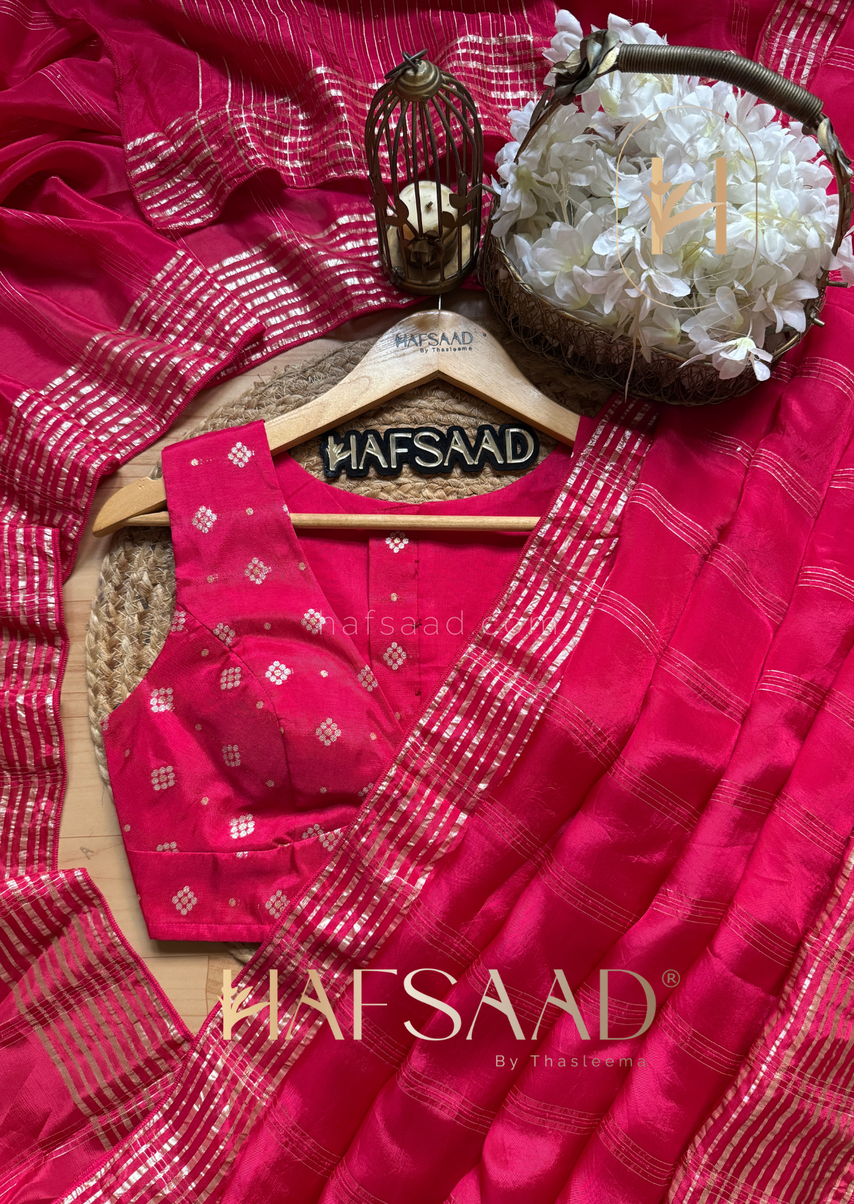 Ria - Premium blended silk saree (Pink)