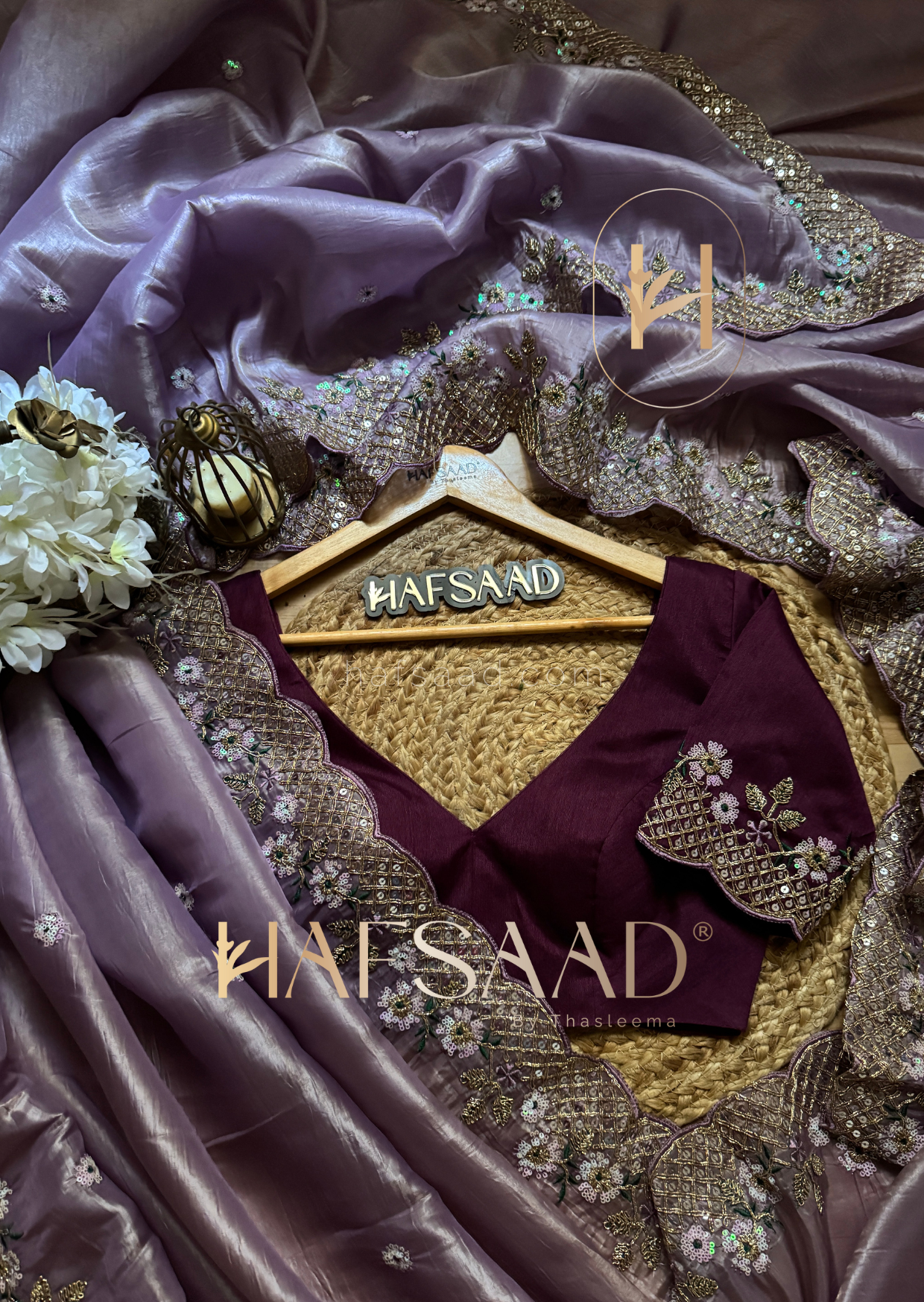 Azri-Textured silk saree (Lavender)