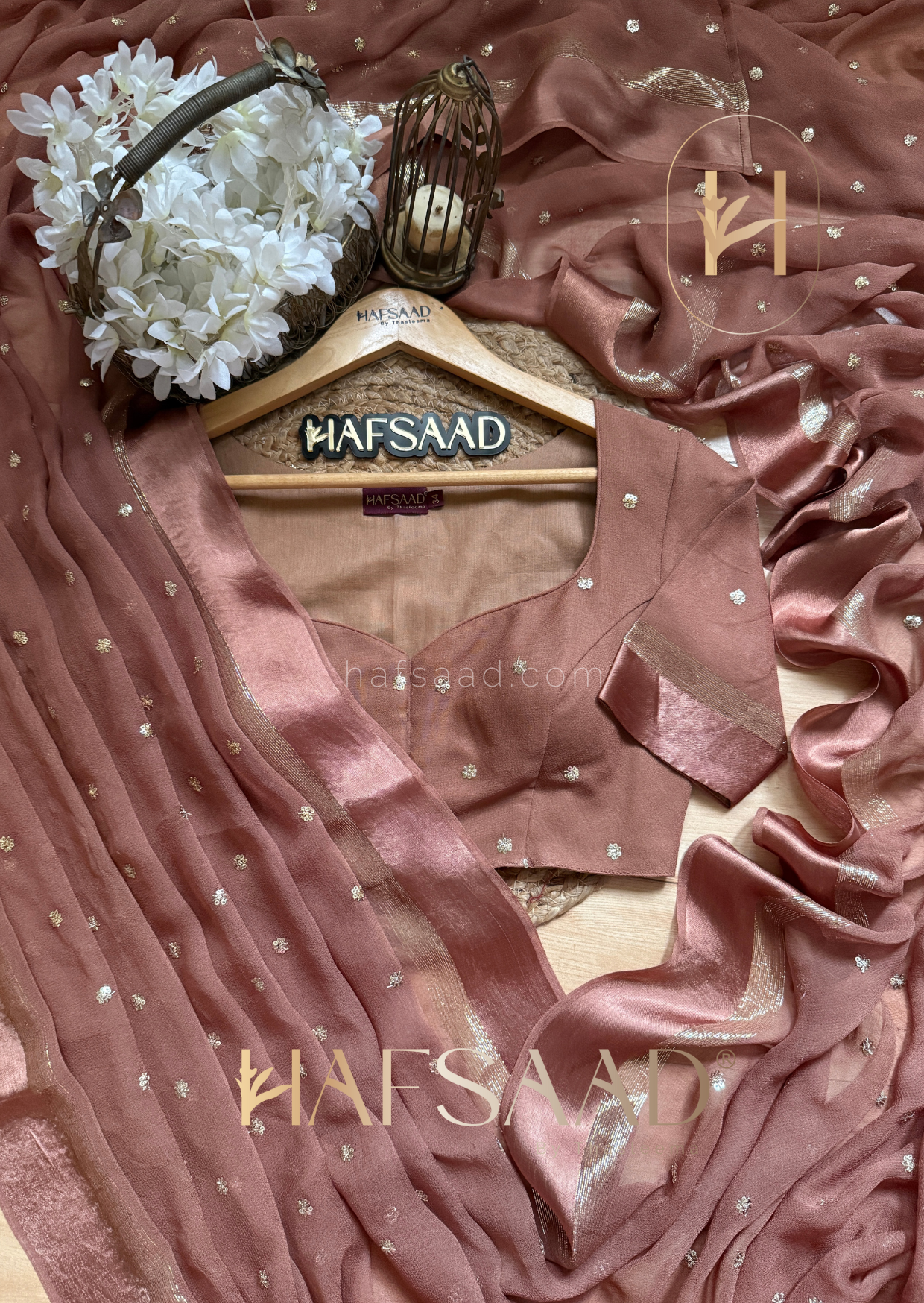 Mira- Pure viscose saree (Peached Coffee)