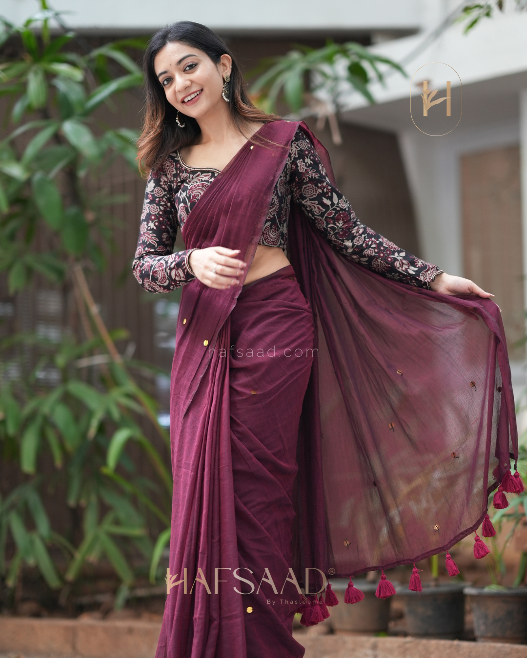 Yamuna- Mal cotton handwork saree