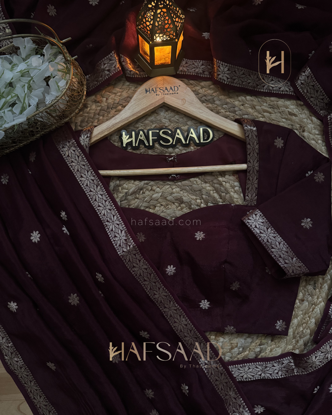 Ahalya - Pure chinnon saree (Plum)