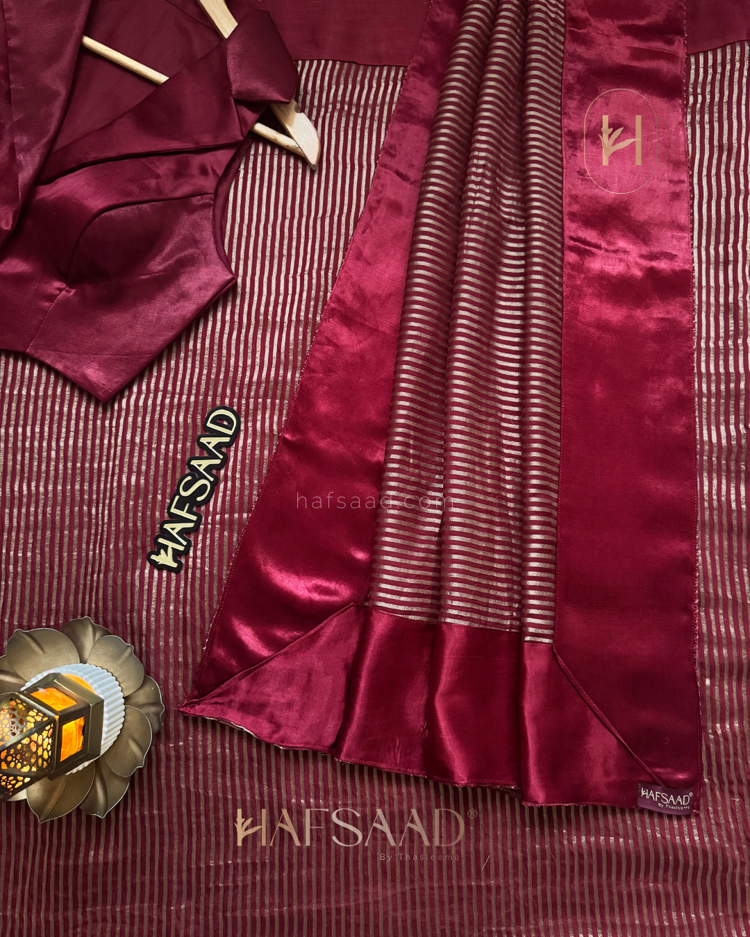 Carmine- Blended silk saree
