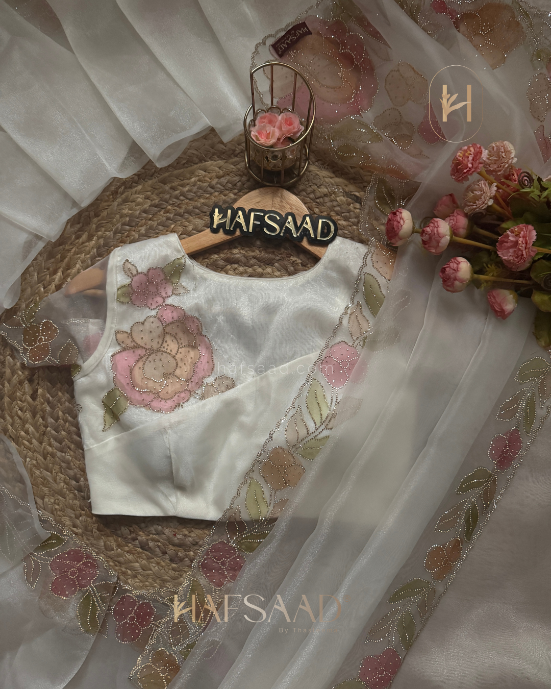 Sherlin- premium organza saree(off white)