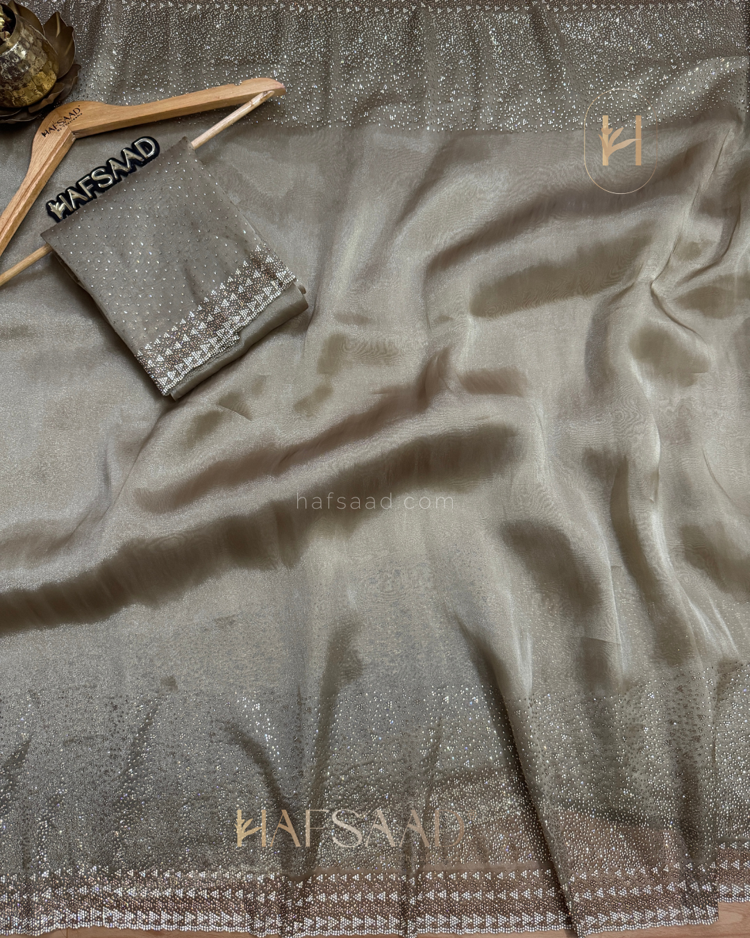 Fidha- Designer saree(moss grey)