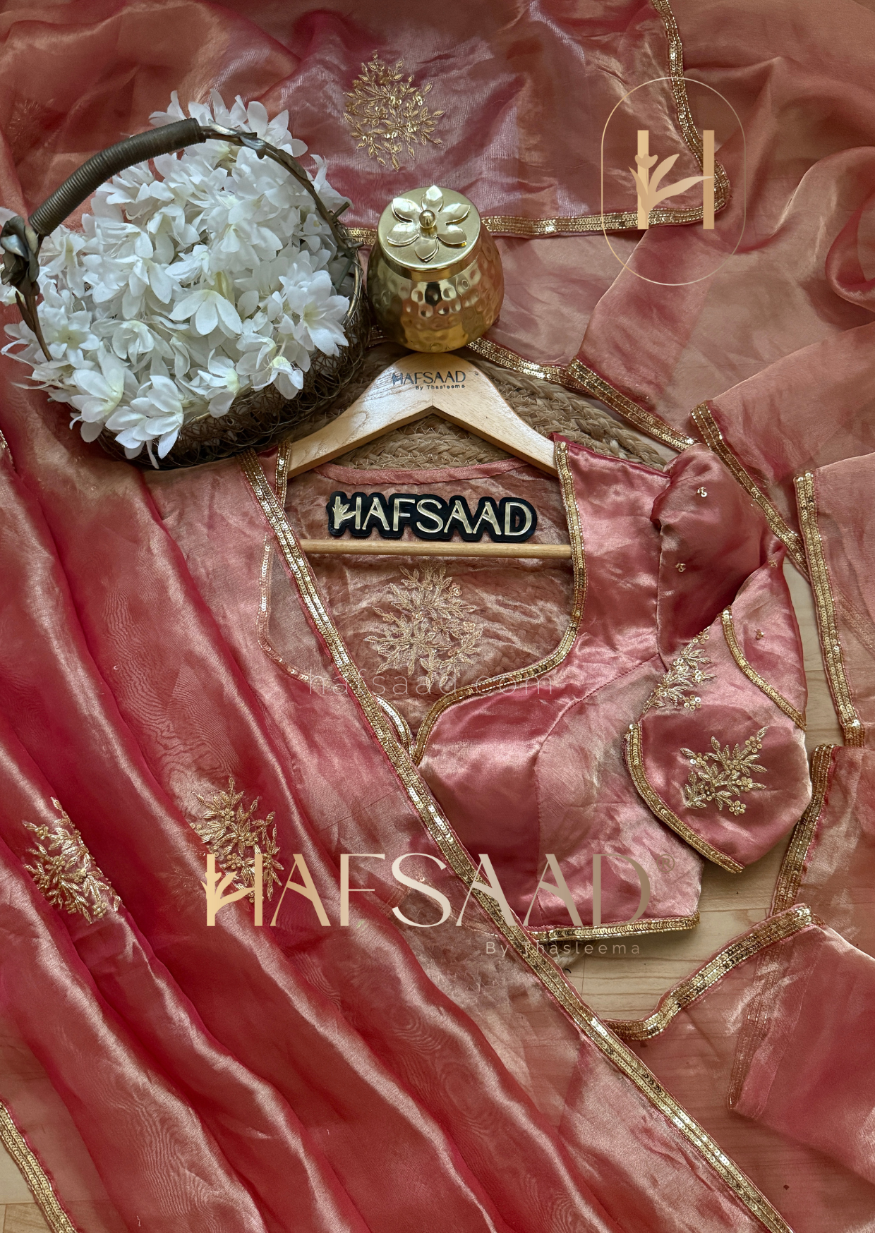 Nargis bridal-Pure tissue silk handwork saree