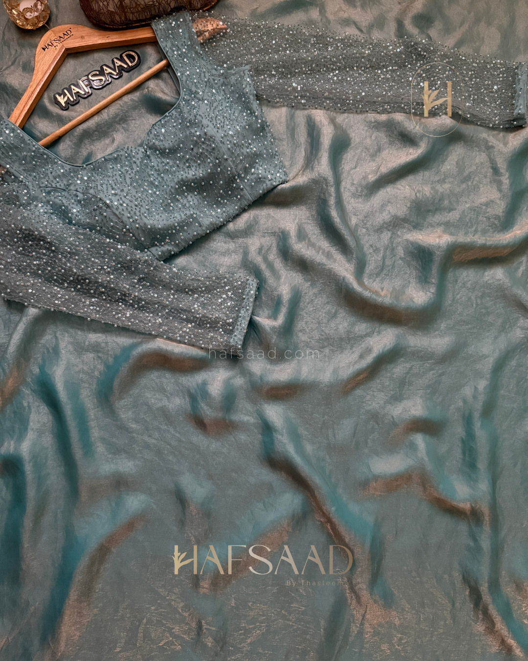 Sophie - Designer saree (Aqua Blue)