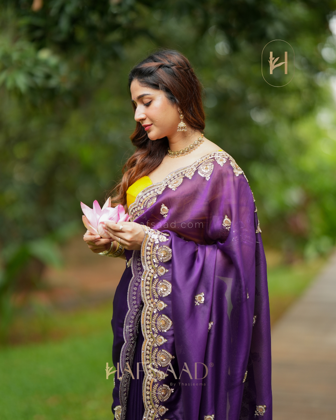 Afiya- Premium Soft Tissue Saree (Purple)