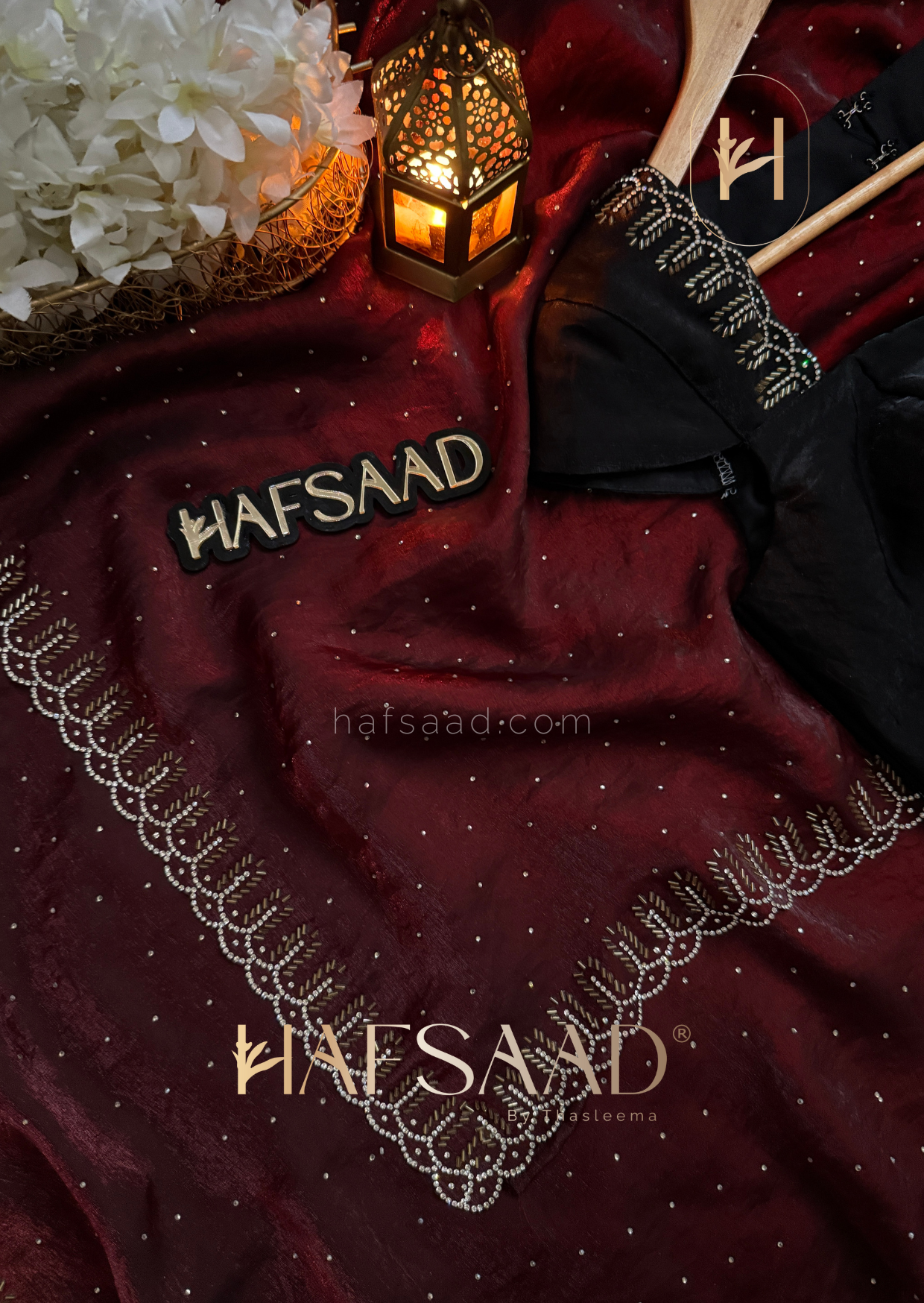 Henna - Stardust satin saree (Maroon)