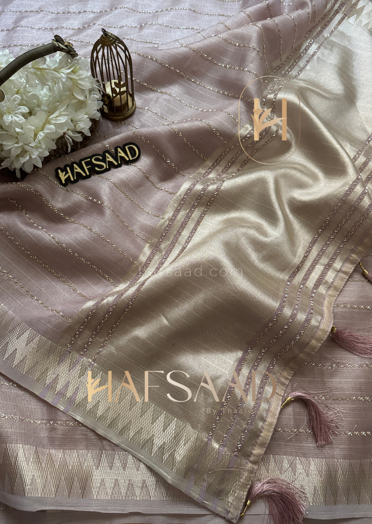 Jessie-Semi Tussar handwork saree (Pink)