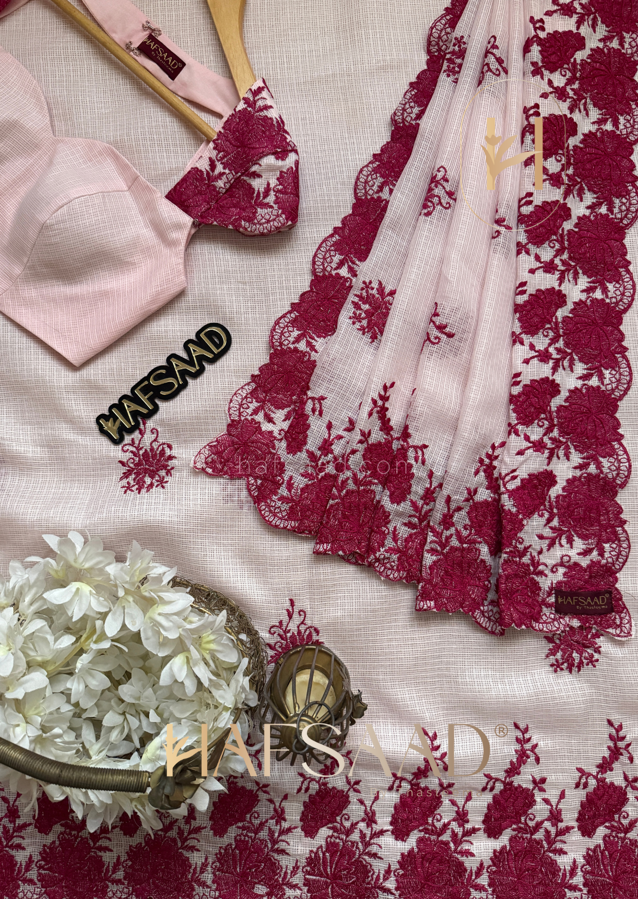 Celestia - Embroidered saree (Pink)