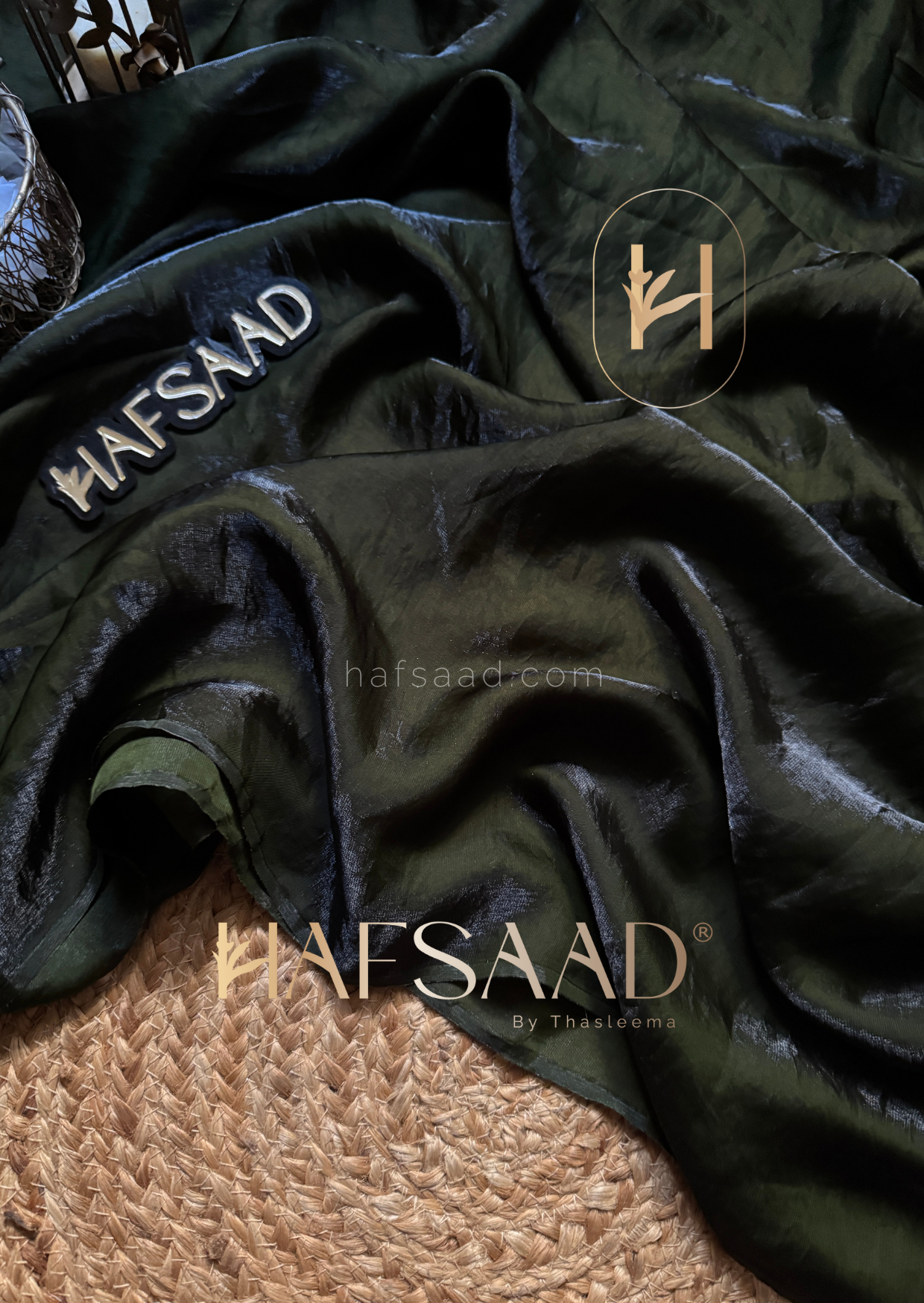 Alisha- Stardust satin saree (Olive green)