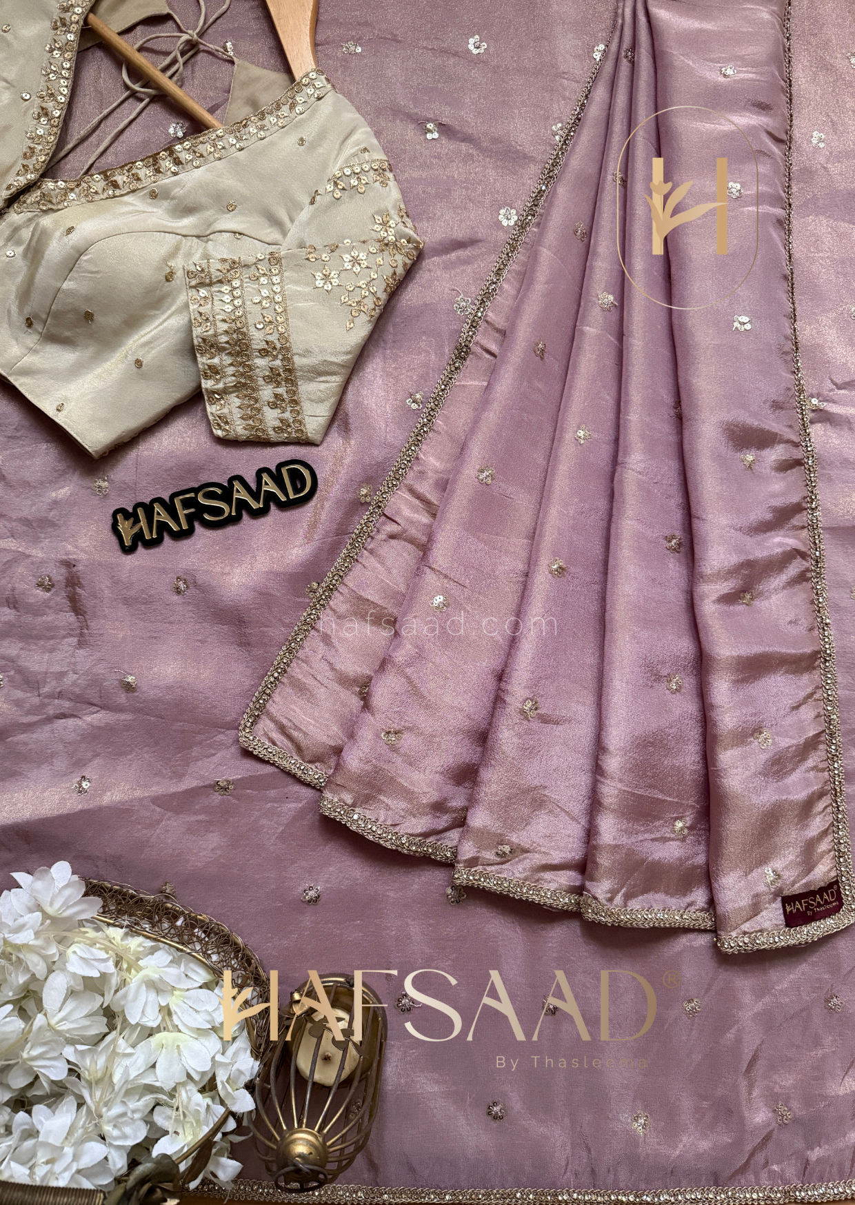 Indhu - Soft tissue saree ( Dusty lavender )