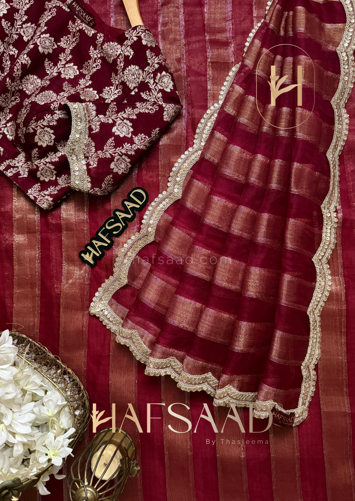 Neha - Soft tissue saree (Maroon)