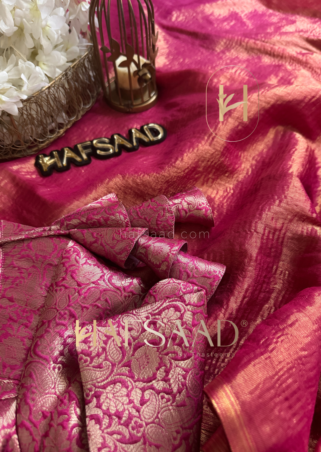 Nida- Soft semi tissue saree (Hot pink)