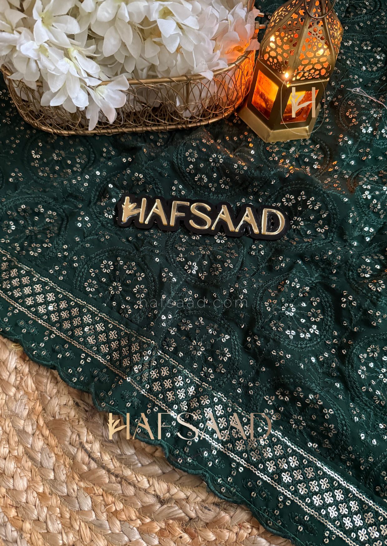 Farheen Bridal- Rich Chikankari saree (Green)
