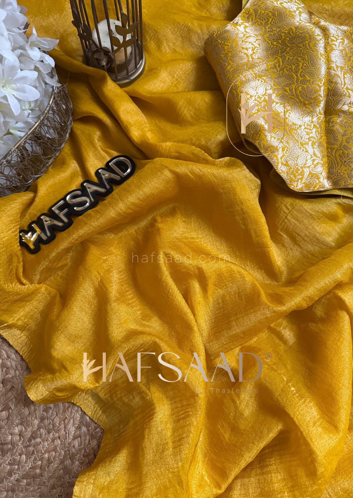 Nida- Soft semi tissue saree (Yellow)