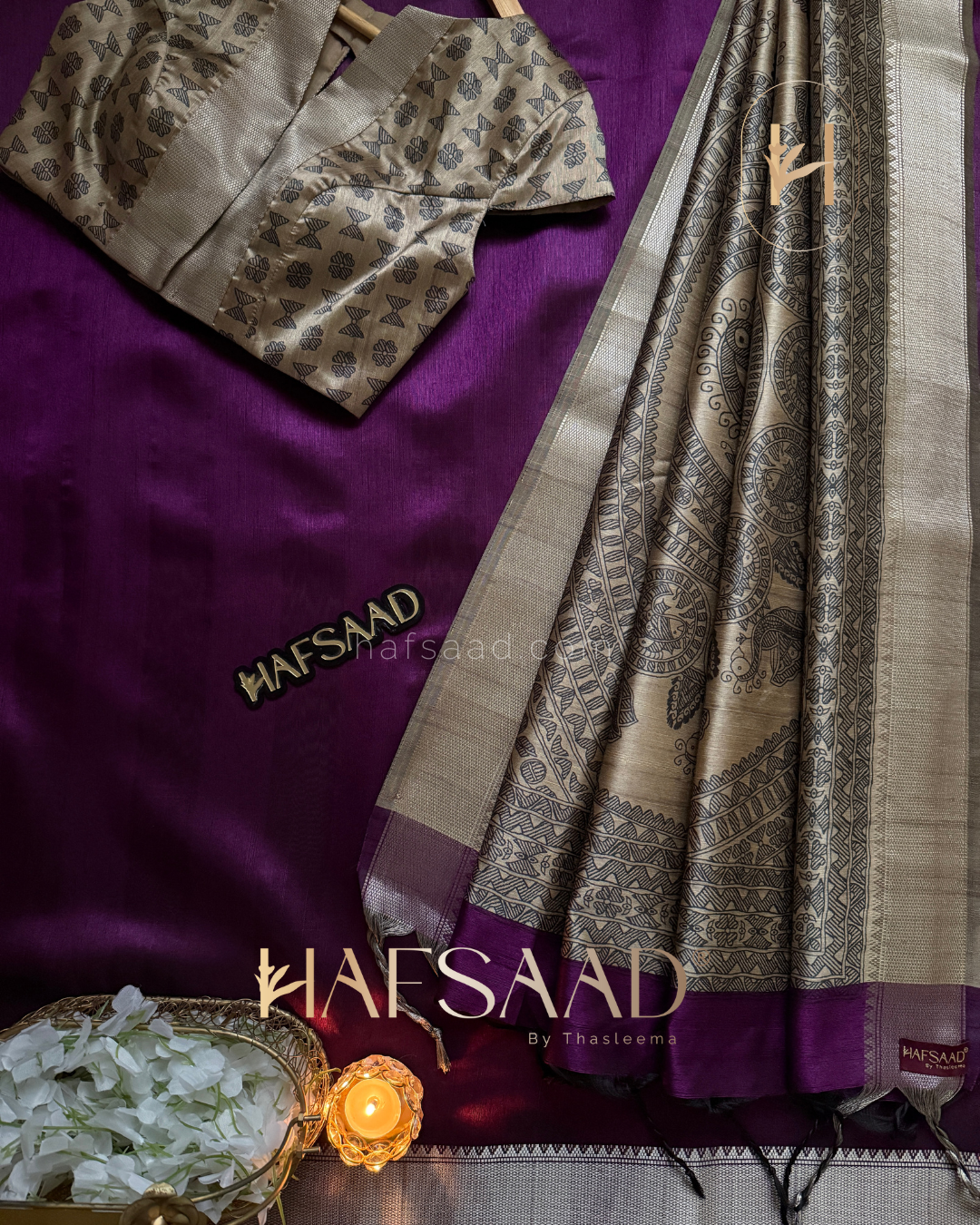 Janu - Soft Tussar silk saree (purple)