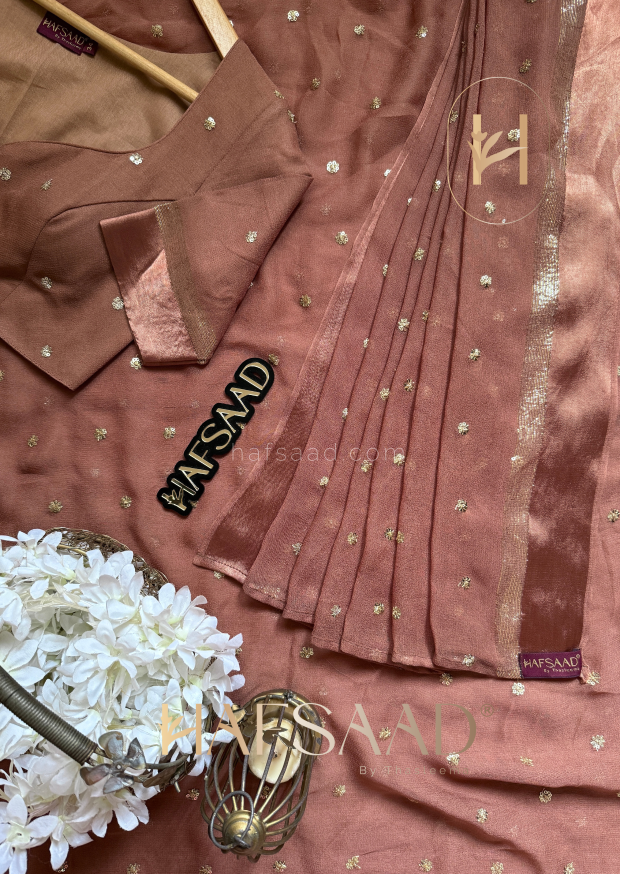 Mira- Pure viscose saree (Peached Coffee)