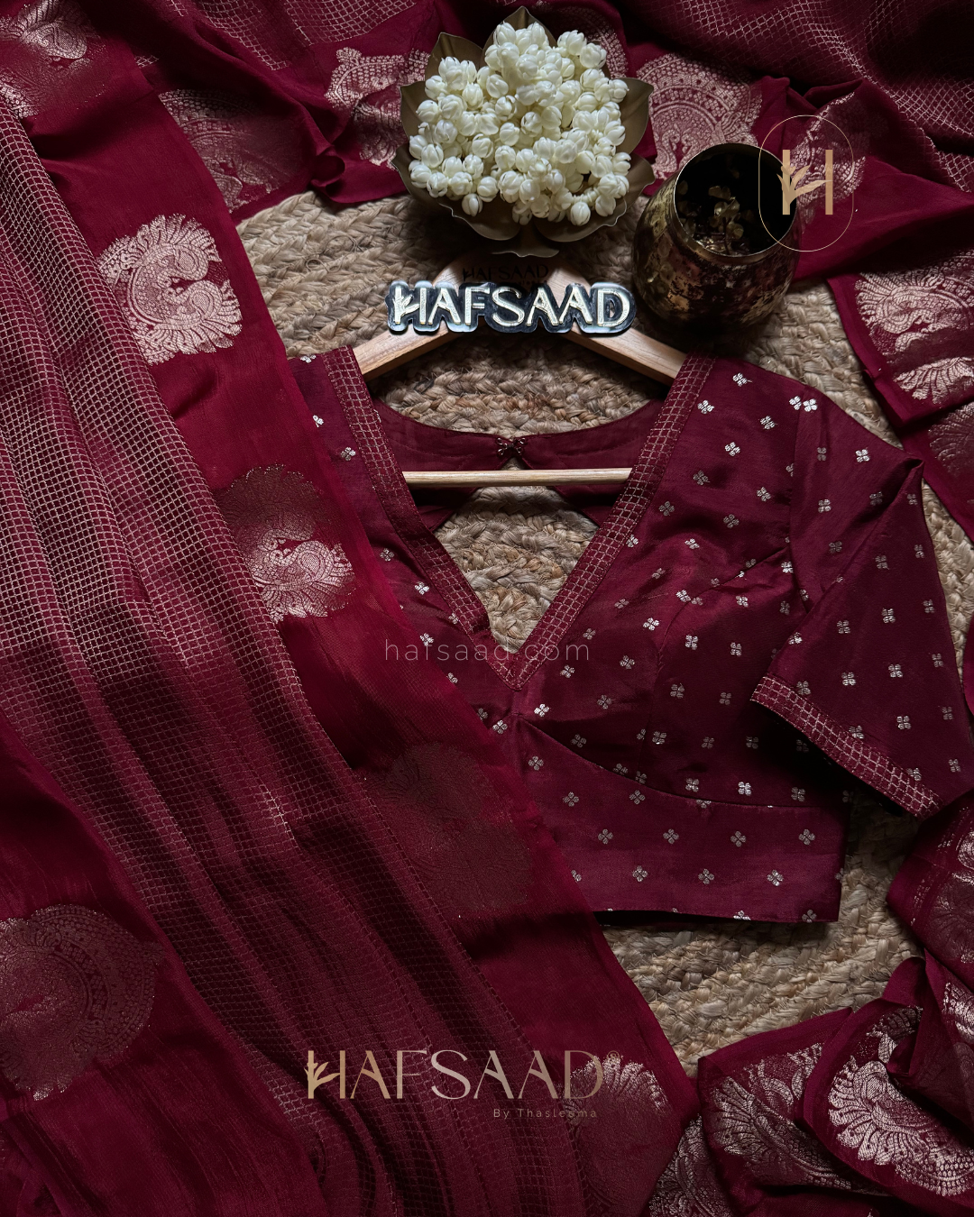 Manisha- semi silk saree (Maroon)
