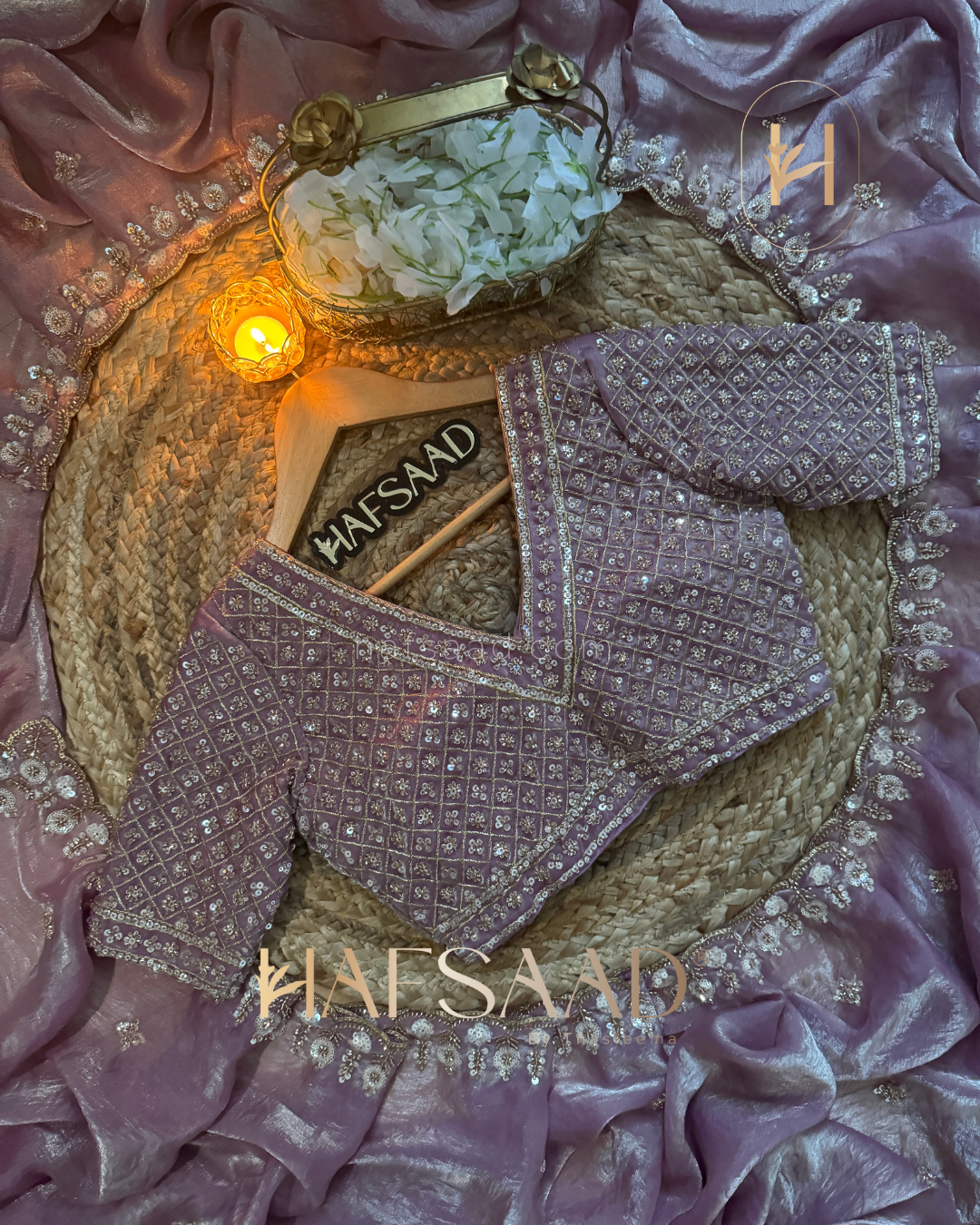 Mirza - Stardust satin saree (lavender)