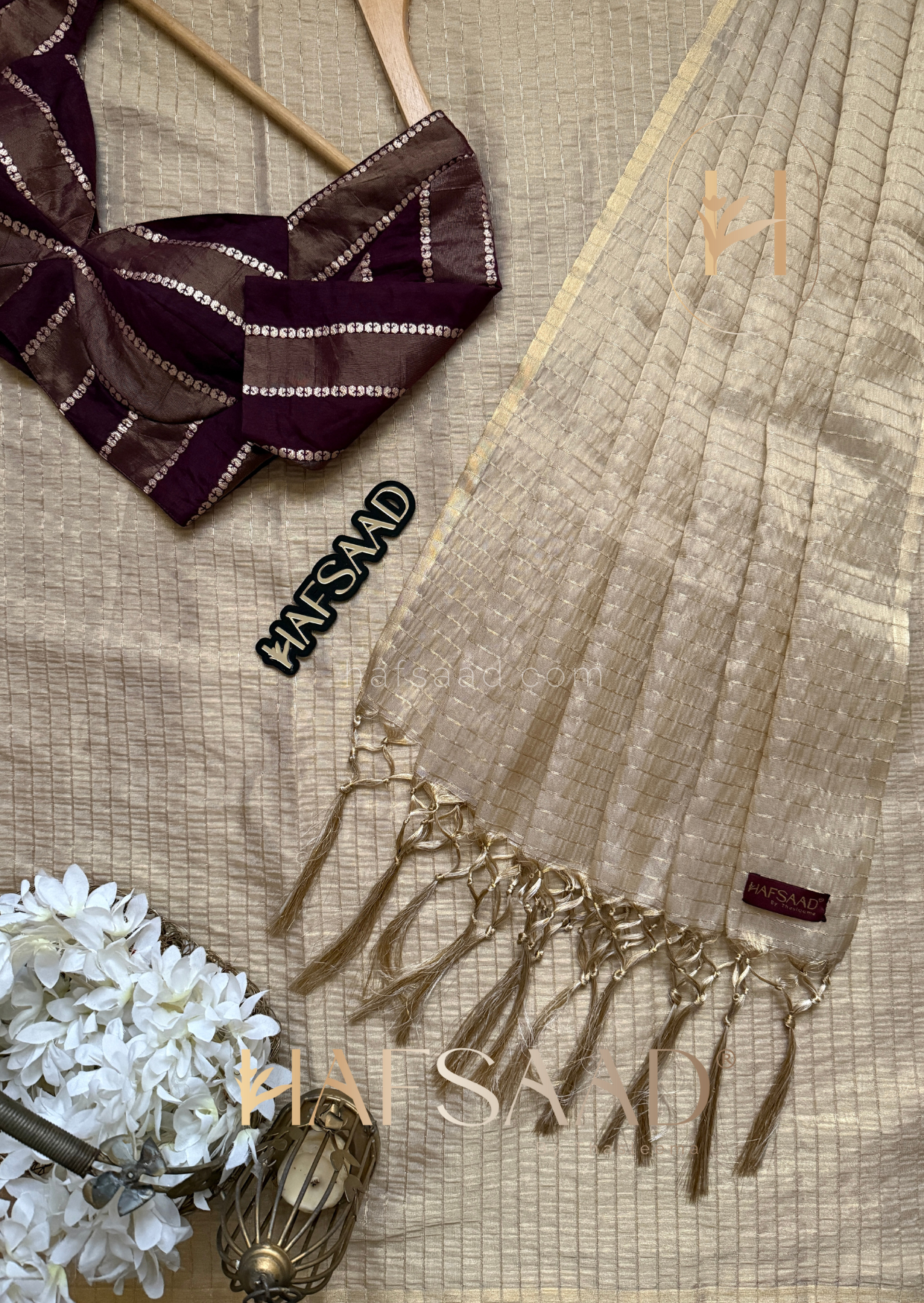 Anmol - Semi tissue silk saree (Plum)