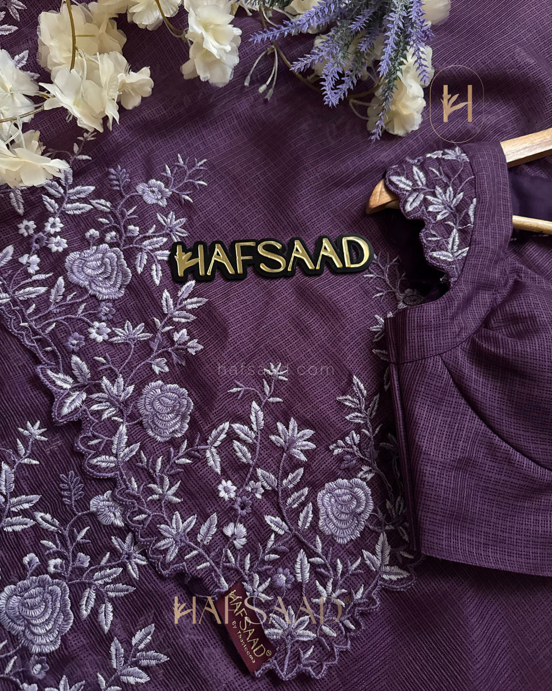 Femi- Embroidered Saree (Purple)