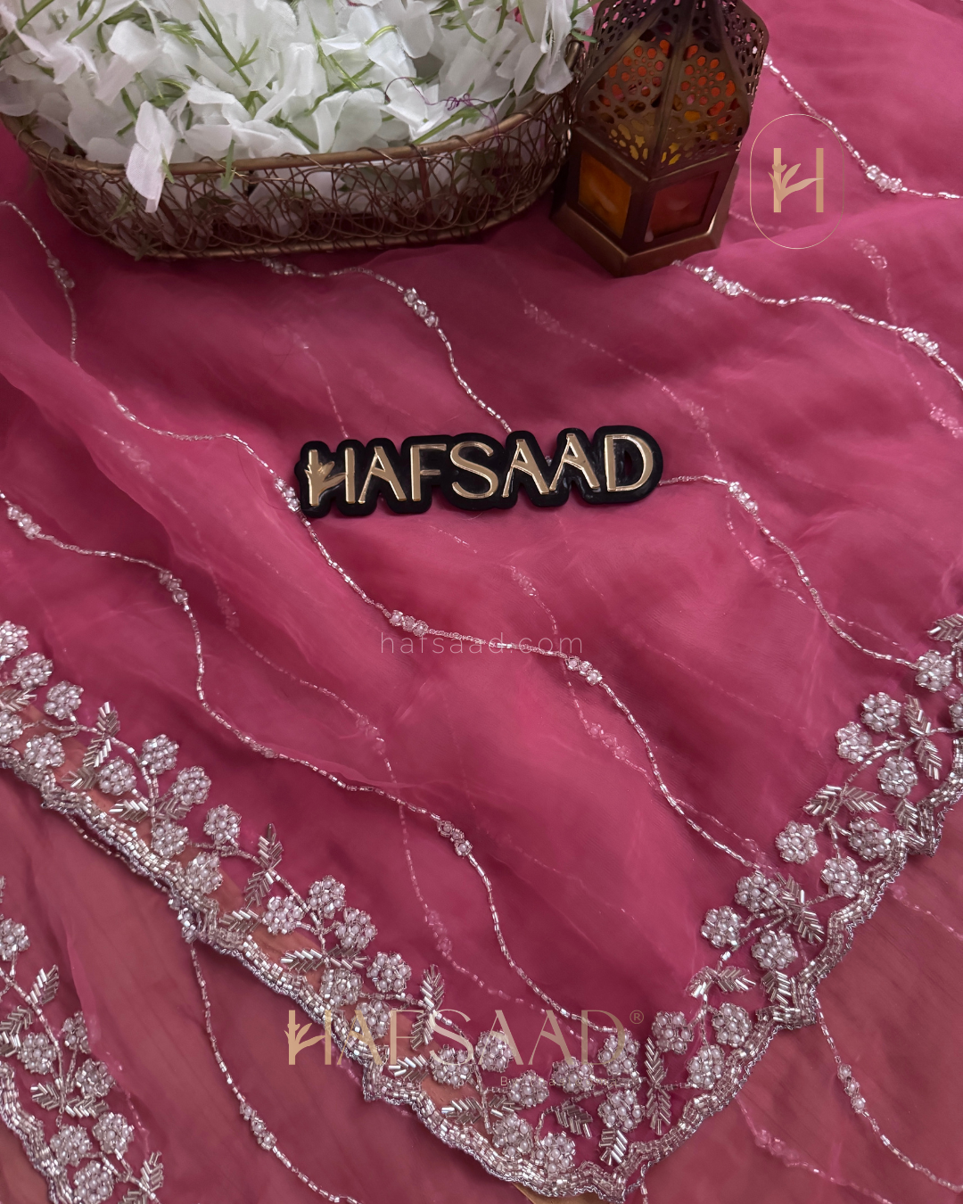 Roohi - Glass chiffon saree (Pink)