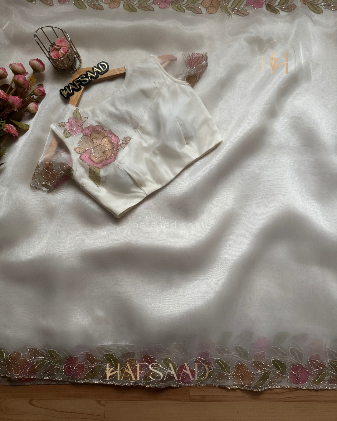 Sherlin- premium organza saree(off white)