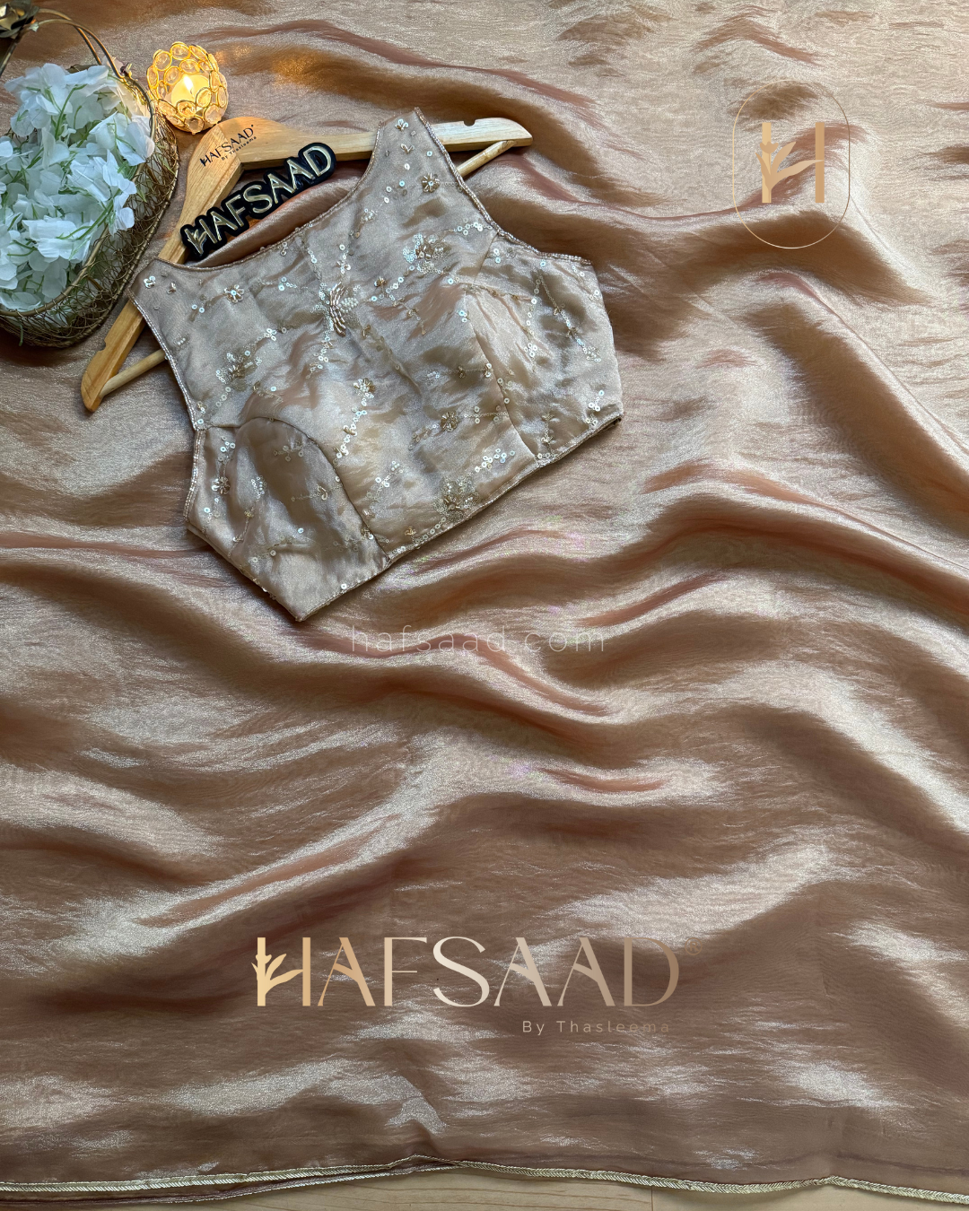 Alia - Soft tissue saree (Peach)