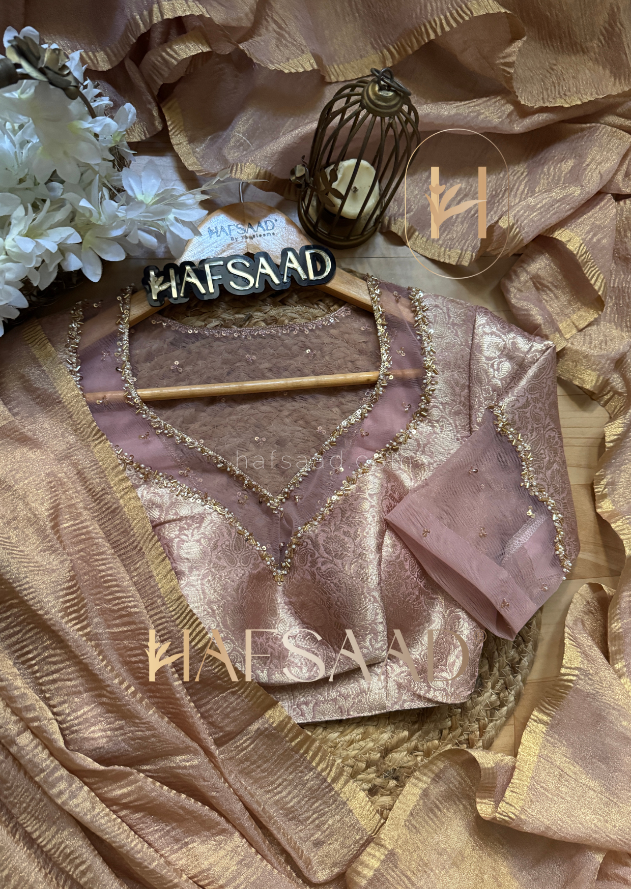 Nida Handwork- Soft semi tissue saree