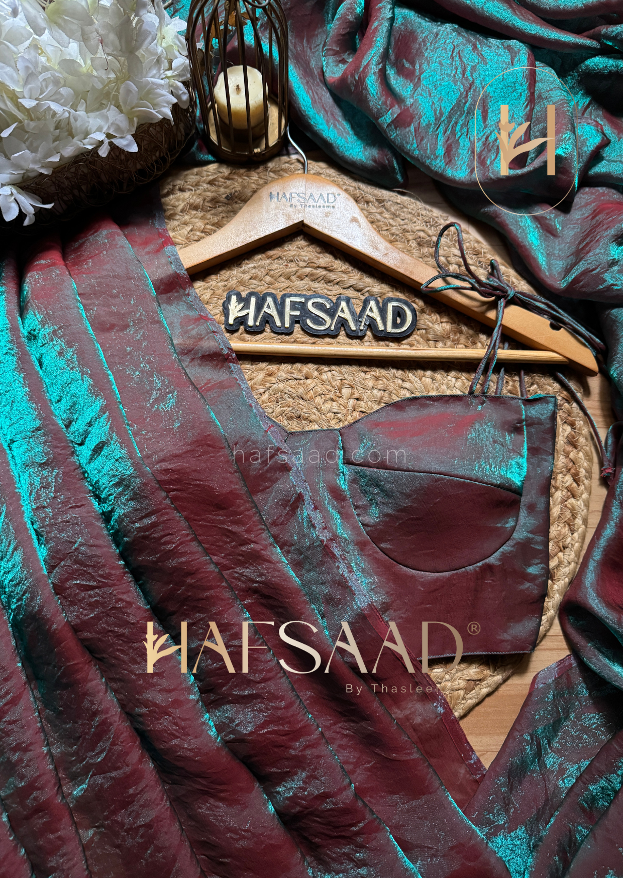 Sinful - Stardust satin saree (Fierce Peacock)