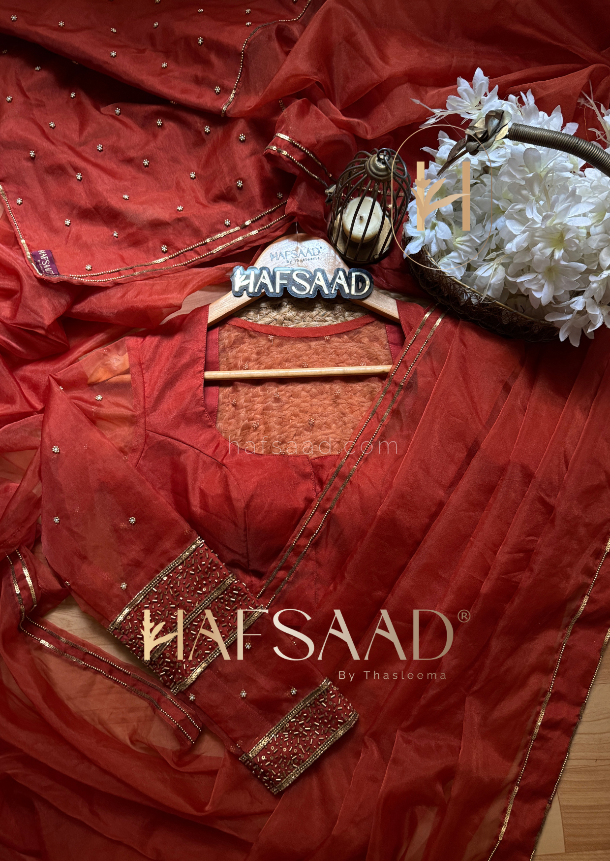 Meher - Pure viscose organza handwork saree