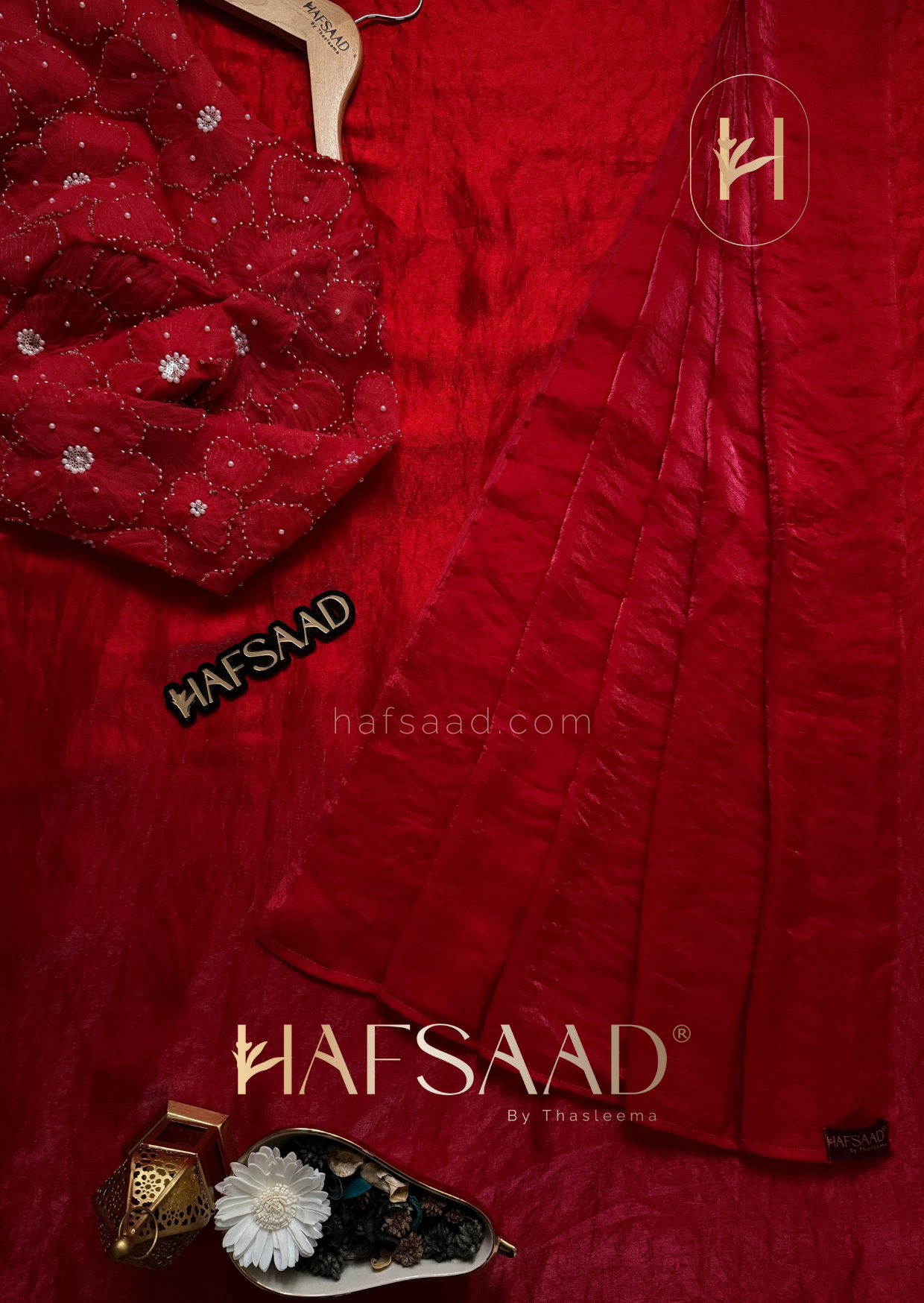 Cassie - Space silk saree (Red)