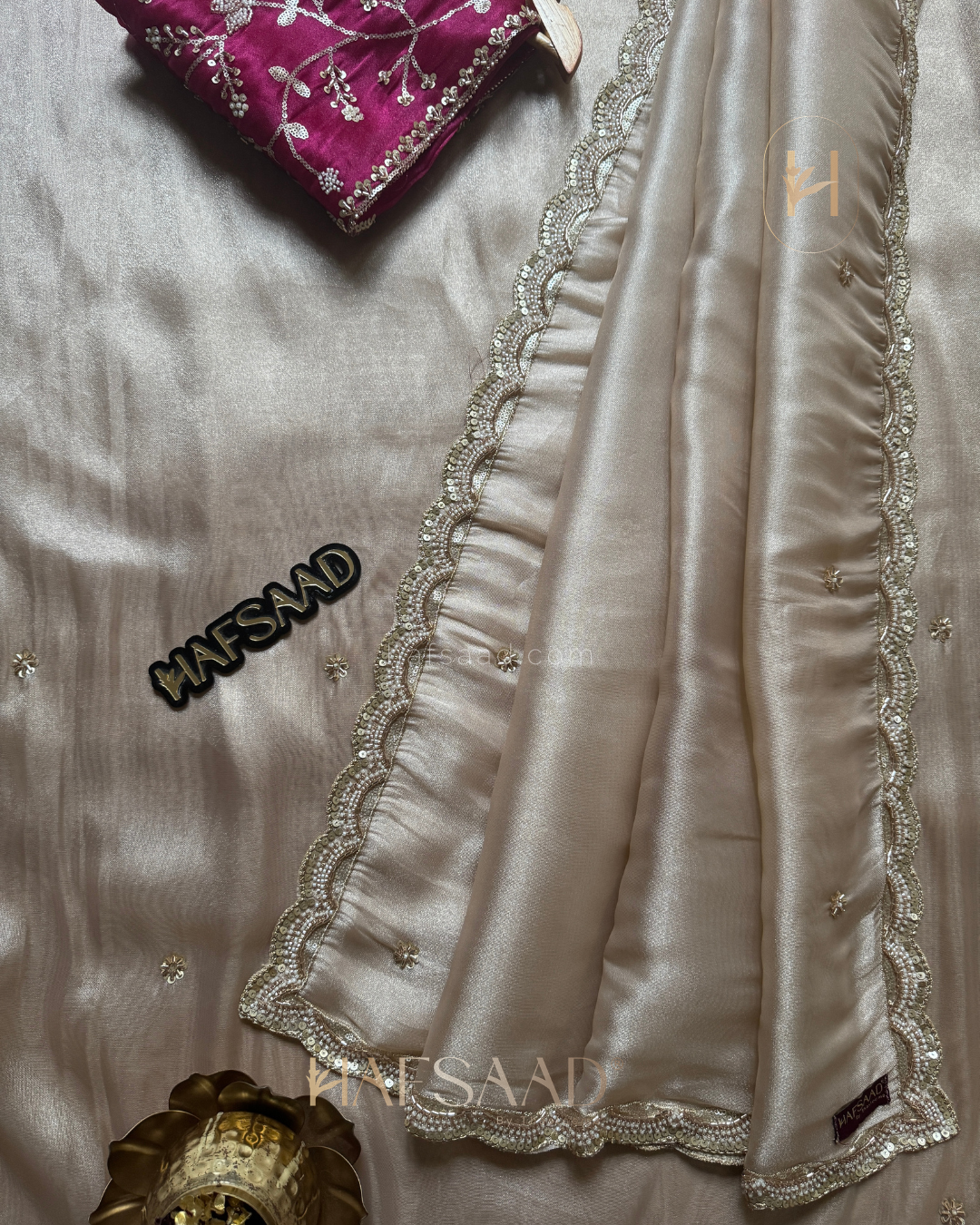 Amina- Designer Handwork Saree (pink)