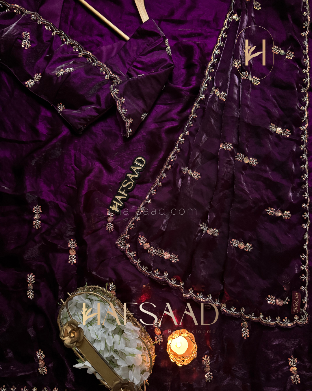Huda - Stardust Satin Saree