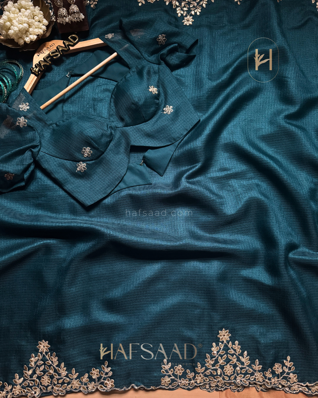 Rubita- Gota Work Saree (Peacock blue)